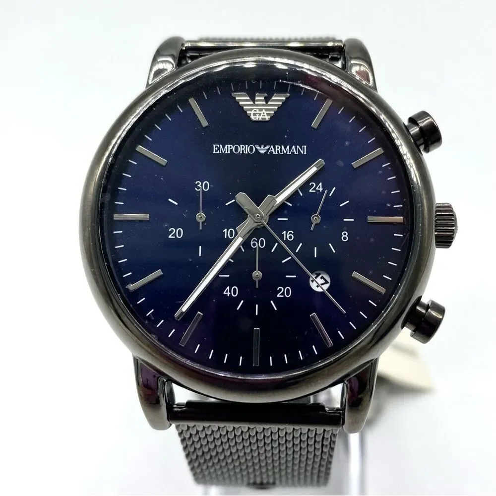 Emporio Armani Men's Chronograph Gunmetal Stainless Steel Watch AR1979 New